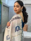 Tew Linen Cotton With Block Printed Sarees